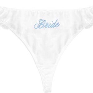 White Ruffle Bride Thong Cotton S/M/L Embroidered Bridal Lingerie Gift